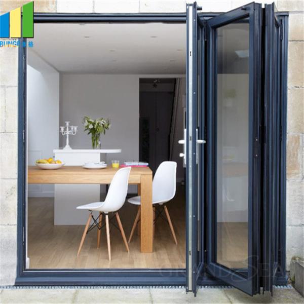 Preço Bifold deslizante de vidro da porta do quadro de alumínio residencial e comercial