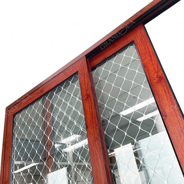 Grandsea Factory Direct High Quality Porte Wooden Grain Waterproof External Aluminum Sliding Double Tempered Glass Doors