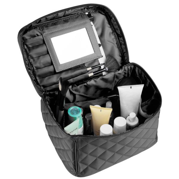 Large Embroidered black Cosmetic Bag-Monogram Cosmetic Bag-Personalized Cosmetic Bag-Bridesmaid Gift-Embroidered