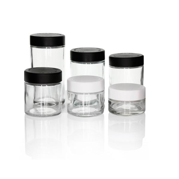1 oz 2 oz 3 oz 4 oz 5 oz 6 oz Frascos de vidro preto transparente resistentes a crianças jarra de vidro à prova de vidro jarra de flor de vidro transparente frascos à prova de crianças