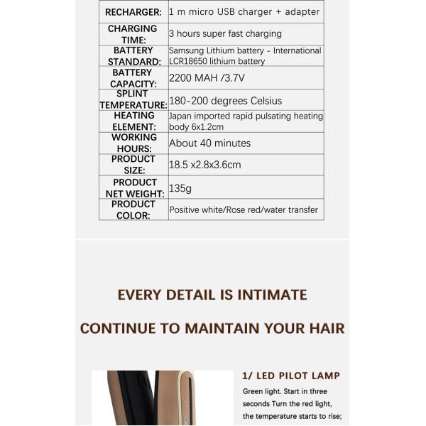 Roll Straight Dual Ceramic Hair Straightening Iron with 2200mah Battery Cell