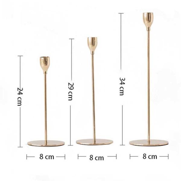 Home Decor Gold Color OEM Brass Taper Candle Holders Gift Set For Wedding Party