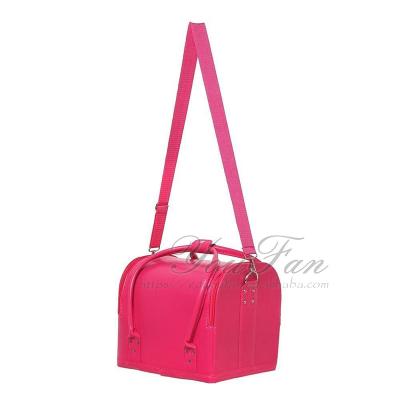 Professional Makeup Vanity Box , Removable PU Leather Cosmetic Travel Bag
