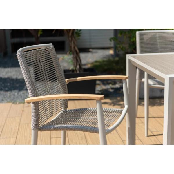 Enjoy Al Fresco Meals with AJUNION Luxury Aluminum Garden Set and Rope Weave Armchair