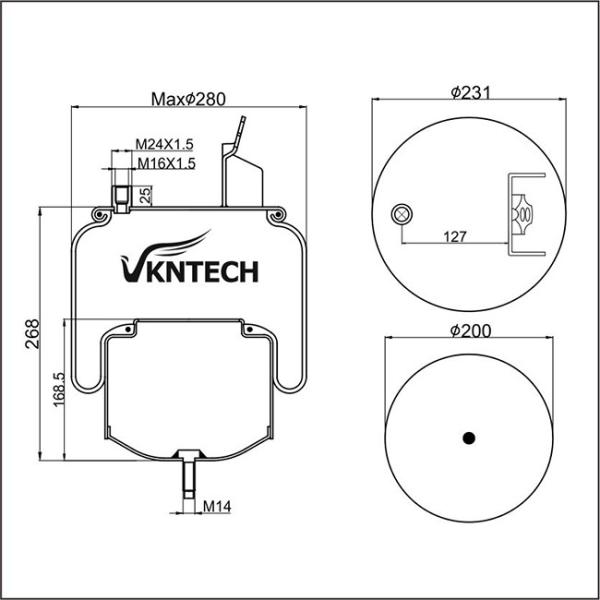 OEM 6606NP01 Natural Rubber Truck Air Spring 20427801 With Stee Piston