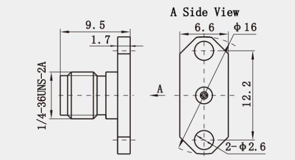 K2.92mm Female Stainless Steel 2-hole Flange RF Coaxial Connector With Micro-strip