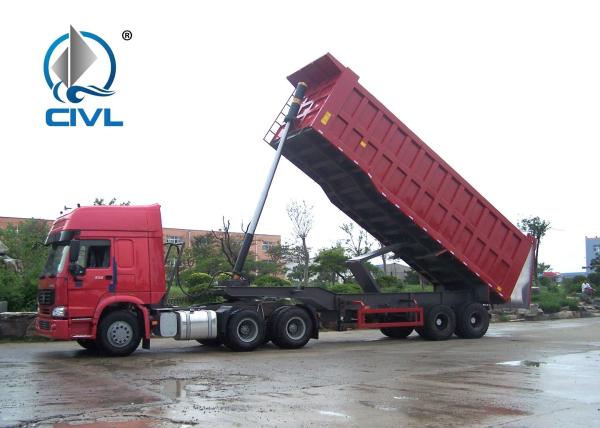 Sinotruk Cimc End Dump Semi Trailer Trucks Trailer With Front Lifting 50 Ton 3 Axle