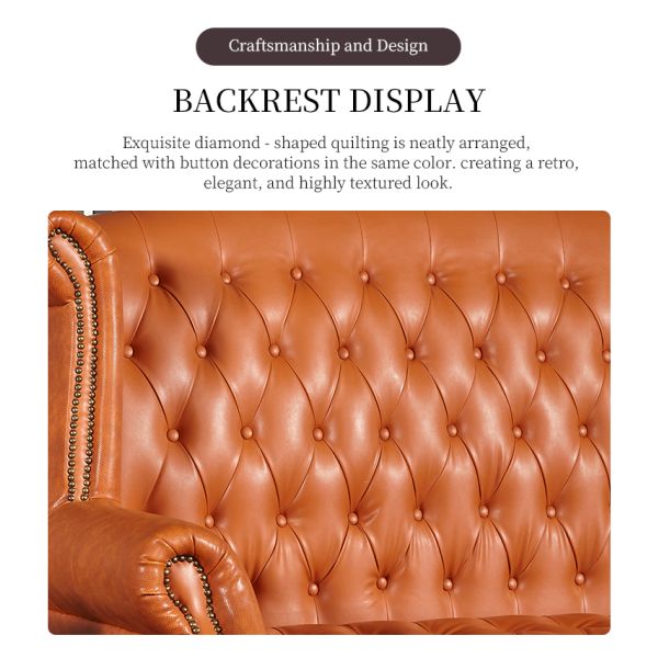 Nidea #8891 HOME Top Chinese Handmade Traditional Genuine Leather Chair Set Wood Legs Bedroom Park Villa Living