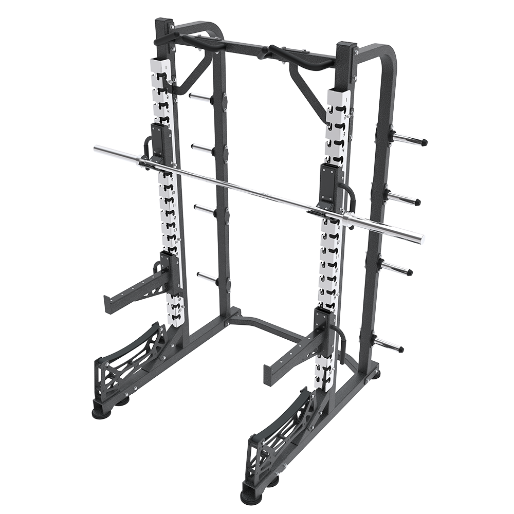 Commercial Smith Machine Power Cage Squat Rack with Heavy Duty Steel and Plate Loaded Design