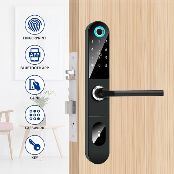 Bloqueio de porta de impressão digital biométrica inteligente de liga de alumínio Silm Body para casa