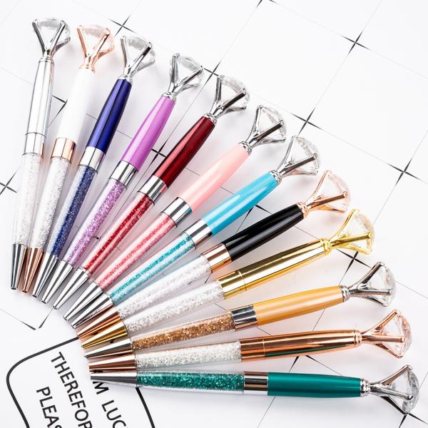 2.5g Tinta Cor Vermelha Big Top Diamante Pen Multicolor Diamante Cristal Ballpoint Ball Pen Para presente de casamento