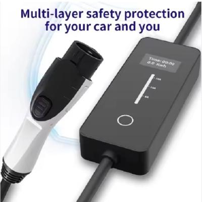 J1772 Portable EV Charger 3.5KW-7KW 220V-240V with Safety Protection
