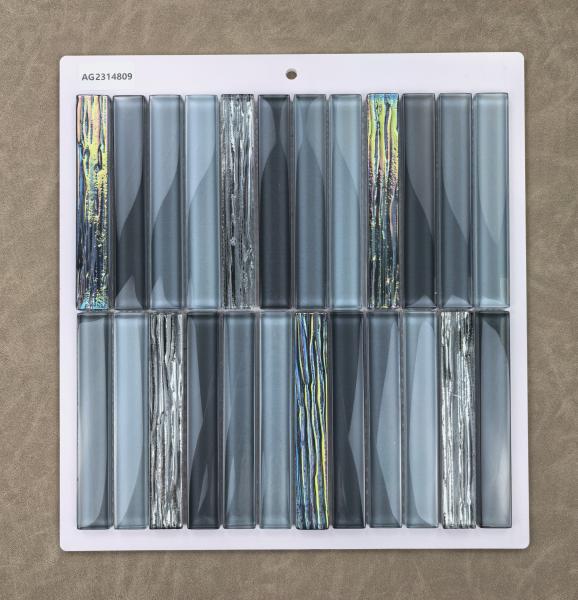 Decorative And Stylish Gray 300x300mm Interior Wall Glass Mosaics For Apartment And Renovation Project