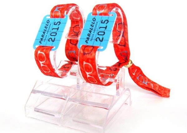 Fabric Print Woven RFID Wristband Disposable 125Khz 13.56mhz UHF As Ticket For Event