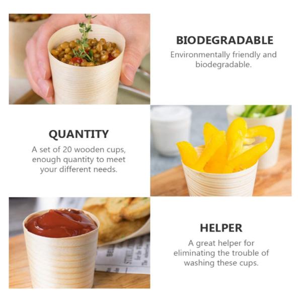 3CM Wooden Disposable Dessert Cups Outdoor Biodegradable Coffee Mug