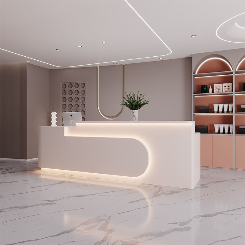 Customizable Design Jewelry Counter with LED Lighting and Artificial Stone Finish for Luxury Retail Display