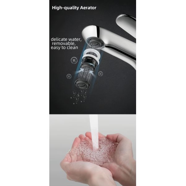 ARROW Modern Single Handle Stainless Steel Basin Mixer Faucet with Ceramic Valve and Waterfall Design for Bathroom Sink