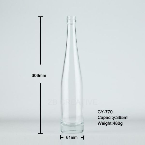 365ml Crystal White Liquor Bottle Screw Top For Tequila 480g CY-770