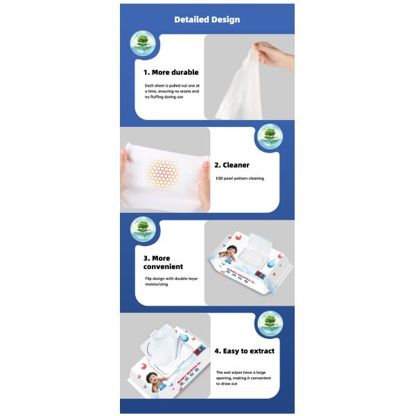 Toallitas húmedas para bebés personalizadas con 99% de agua, 80 piezas, 15*20 cm, engrosadas, con aloe vera