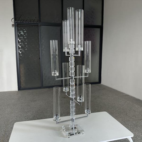 Чёрный 6 рук 9 рук Кристальный канделябр Светочник Высокий квадратный 120 см