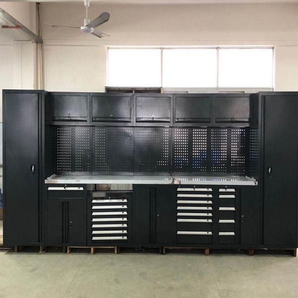 Black Spacious Metal Garage Workbench Cabinets W2400 D610 H40mm