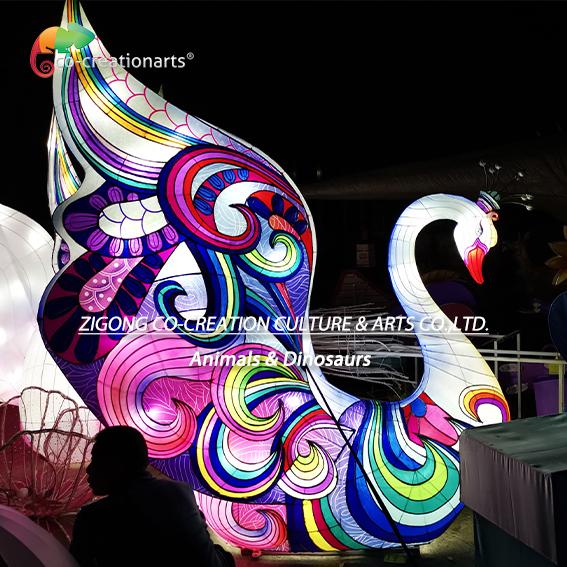 スワン 飾り付け 中国 祭り 灯台 照明 LED 光源 灯の祭り