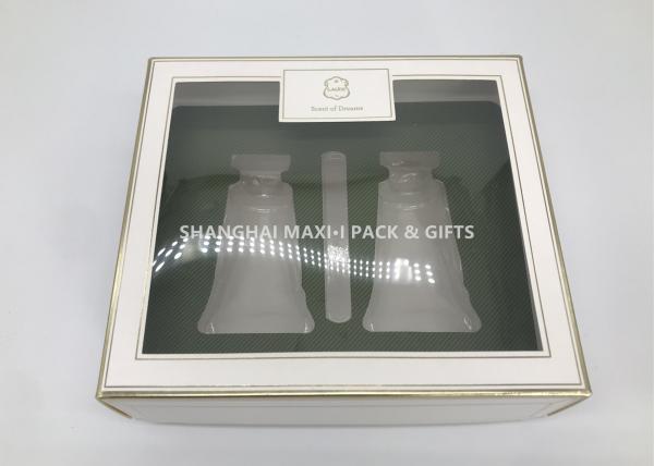 Fancy Square Cardboard Gift Boxes With Lids Clear Pvc Window Plastic Tray Foldable