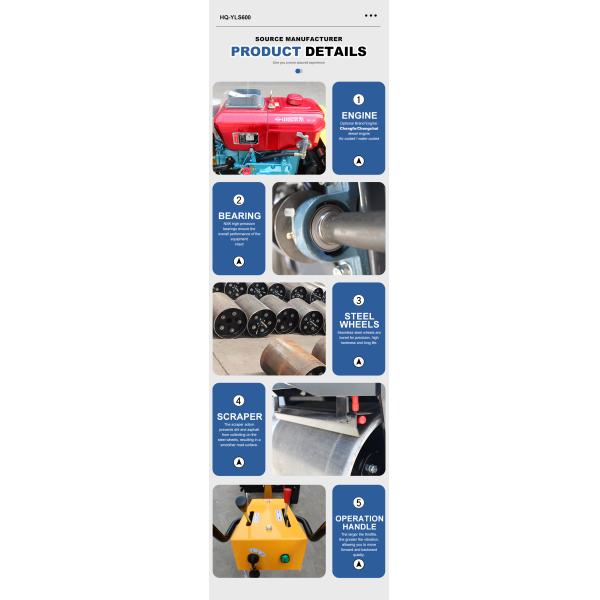 Máquina compactadora de rodillos de asfalto de 500 kg para caminar detrás de tambores dobles