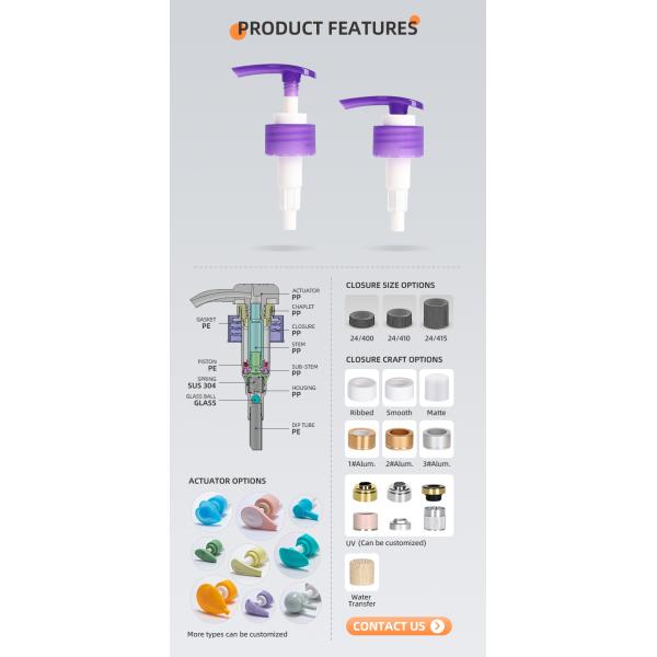 Custom Made Plasitc Lotion Pump For Liquid Soap High Durability