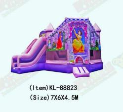 Pink And Purple Inflatable Play Castle For Outdoor Amusement