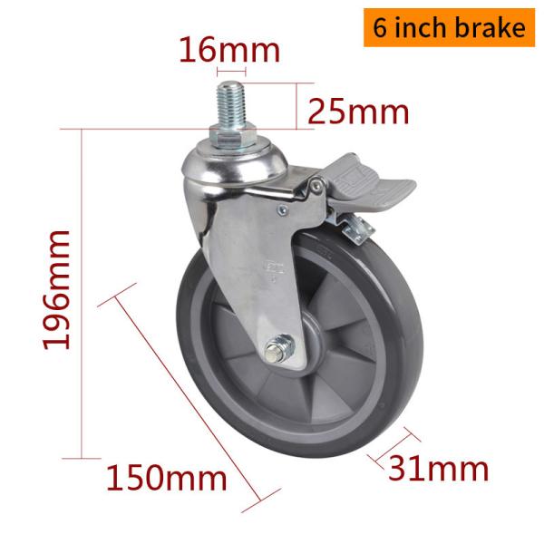 6 Inch 150mm Industrial Castors And Wheels Chrome Coating 5726S-77