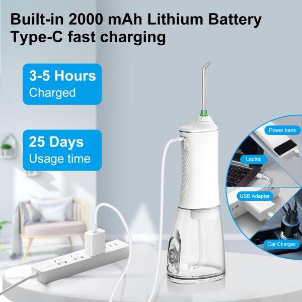 Electric 300ml Cordless Water Flosser Rechargeable Teeth Cleaning