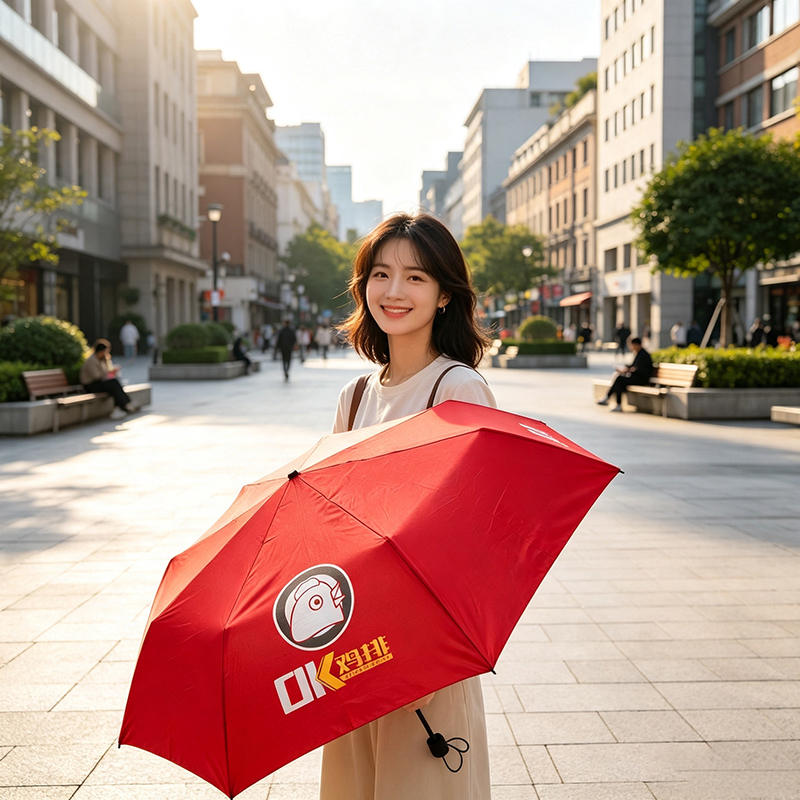 Manual Open and Close 3-Fold Umbrella with Steel Ribs and Shaft for 97cm Coverage