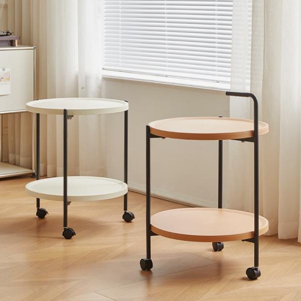Living Room 2 Layer Storage Shelf Holder Side Table Plastic Lightweight Moving Trolley with Wheel CONSOLE TABLE Movable