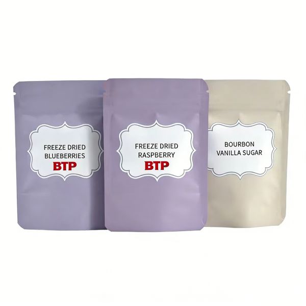 Matte Pastel Color Three Side Seal PE Disposable Pouch Custom Label Print Food Grade for Freeze-Dried Fruit & Sugar Packaging