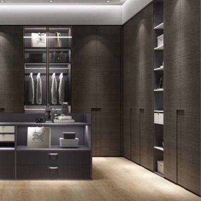 Smooth auto Black Bedroom Glass Wardrobe Melamine Custom Swing Door Closet