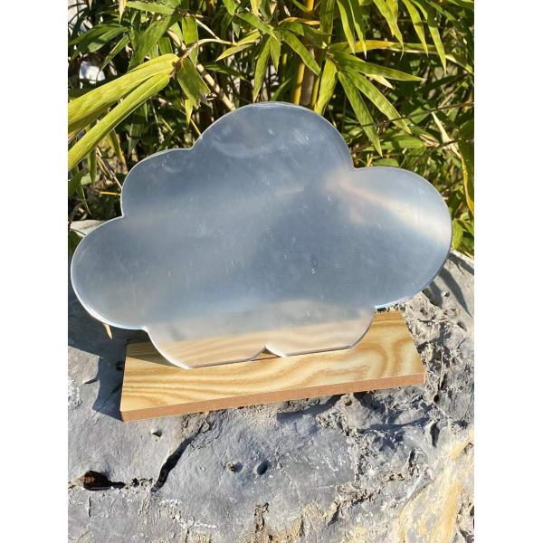 Curvy Portable Lighted Makeup Mirror Wood Stand For Vanity