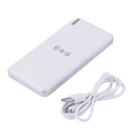 Slim Wireless Charging Power Bank 2 In 1  5v 2a  Black White Color  A Grade Li - Polymer Battery