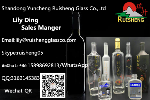 Round Empty Flint Glass Tequila Gin Whiskey Vodka Bottle with Crystal White Material