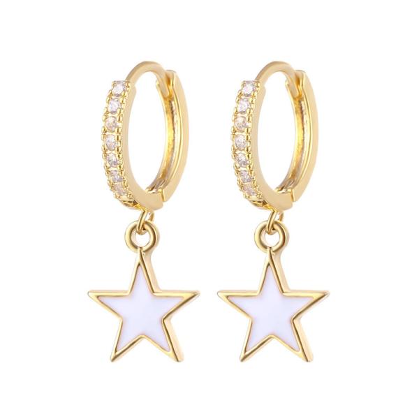 Colores de esmalte de la estrella de la correa de los aretes reales 925 de plata esterlina de los aretes de rodio