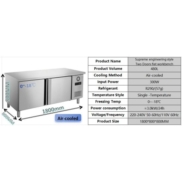 Réfrigérateur commercial sans gel à deux portes 480L 300W