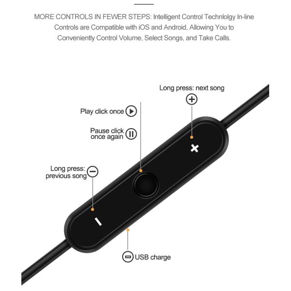 ODM 65mAH Sports Bluetooth Earphones 10mW In Ear Heavy Bass Earbuds