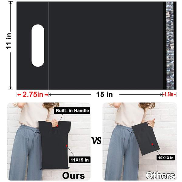 Сумки толщины 0.07mm поли грузя, отправители черноты дюйма 11×15 поли с ручкой