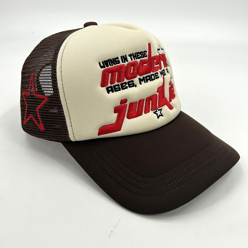 Special Colors Custom Trucker Hat Embroidered Powder Puff Printing Snapback Cap