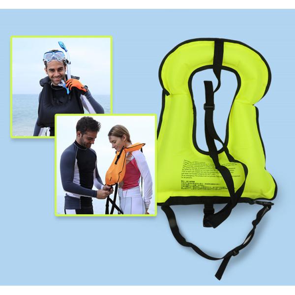 Neon Yellow Free Diving Inflatable Life Vests Buoyancy Snorkel Vest Water Safety Vest