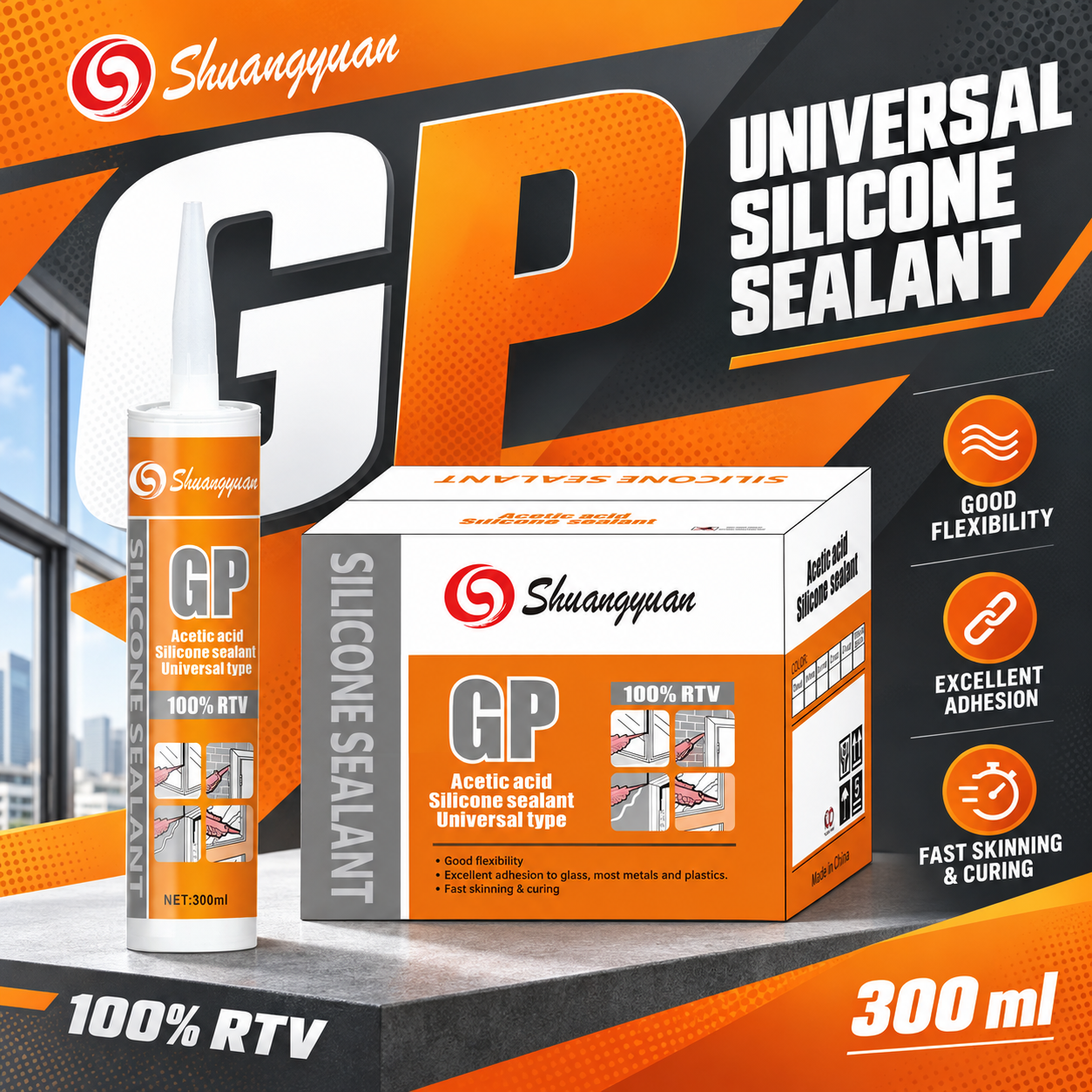 GP 100% RTV Silicone Sealant with Excellent Adhesion