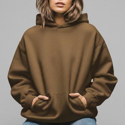 Polyester / Cotton Thick Plain Hooded Sweatshirt Anti Shrink For Women