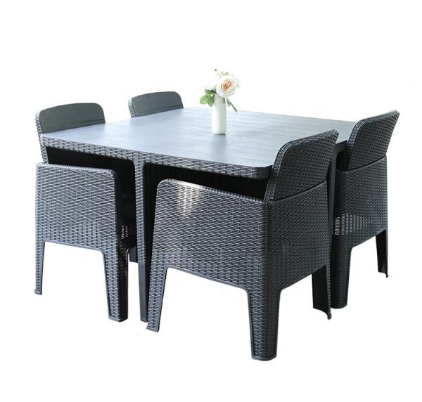 H75mm Table L56cm Chair Rattan Garden Dining Set , 4 Seater Rattan Dining Set For Patio