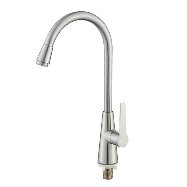 Induction Tap Silver Zinc Alloy Kitchen Sink Faucets With Earthenware Spool Material