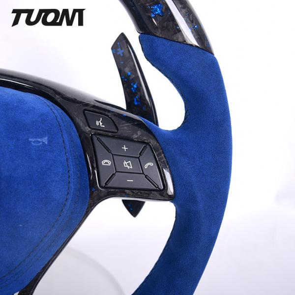 W204 Mercedes Benz Steering Wheel Forged Carbon Fiber Blue Foil Luxury Alcantara